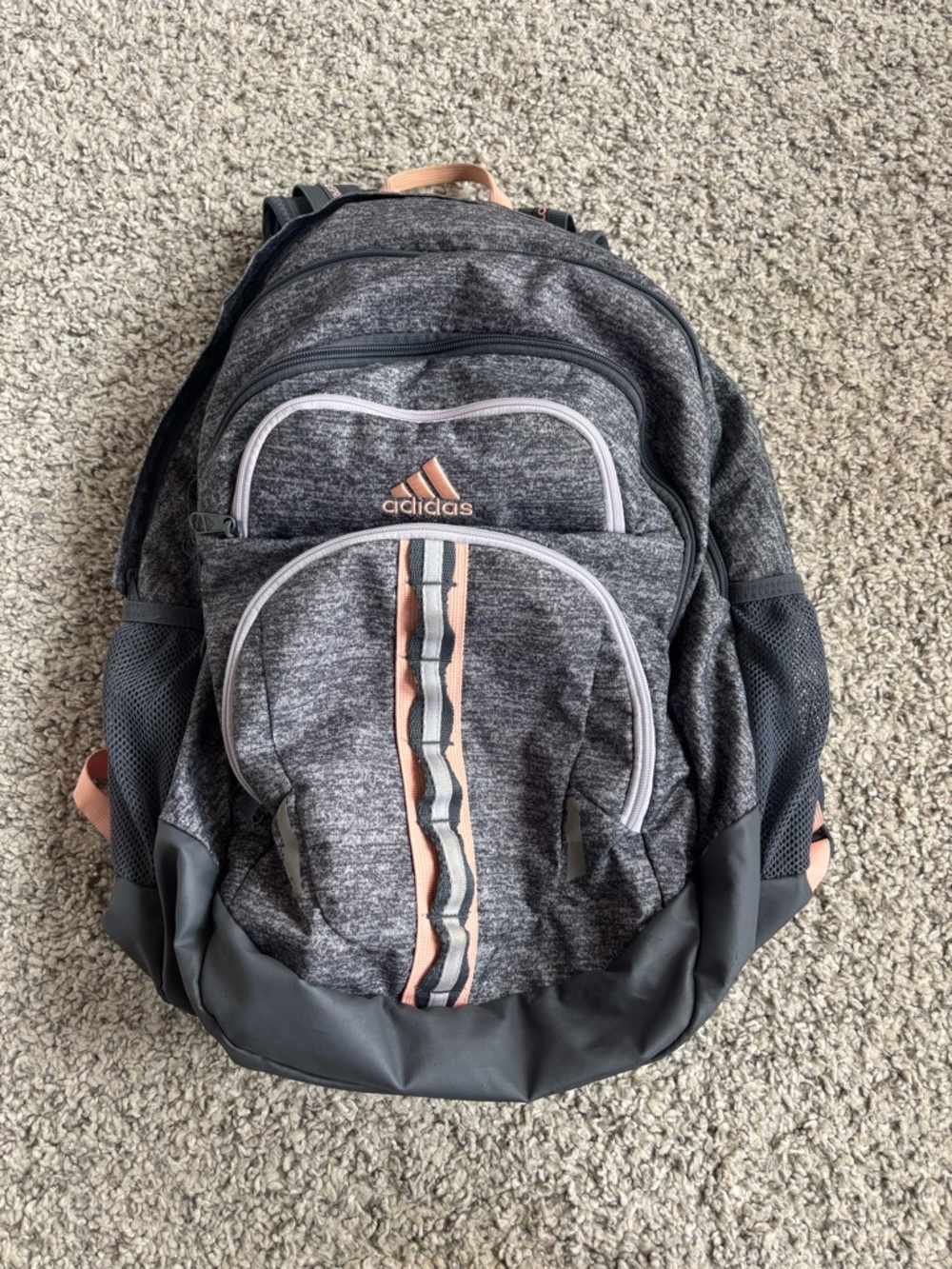 Adidas Gray Backpack with Pink Trim
